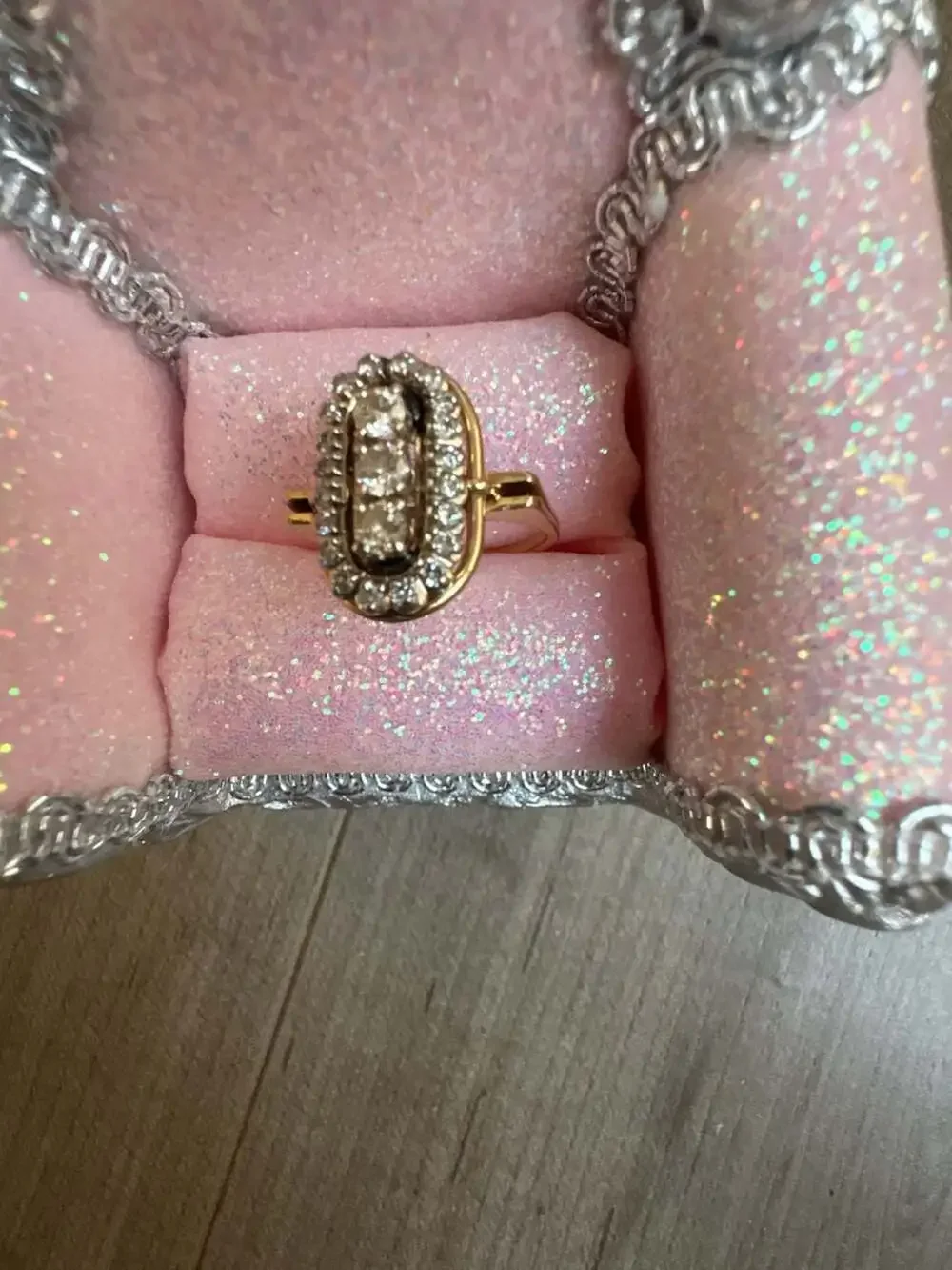Vintage Art Deco Style North-to-South Diamond Cluster Cocktail Ring in 14K Yello
